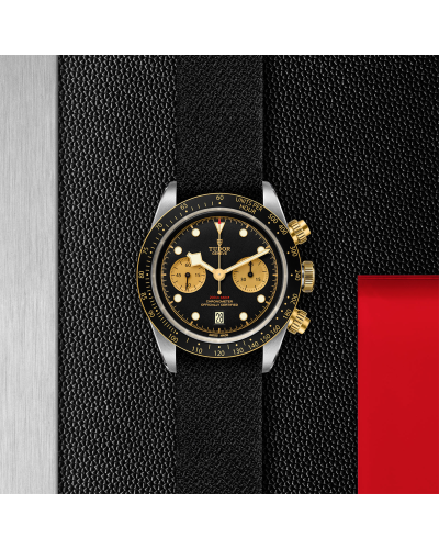Tudor Black Bay Chrono S&G 41 mm steel case, Black fabric strap (horloges)